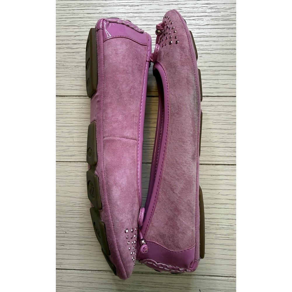 Anne Klein Sport Pink Sparkle Suede Ballet Driving‎ Flats Shoes Bow 7 M Coquette - Picture 9 of 9
